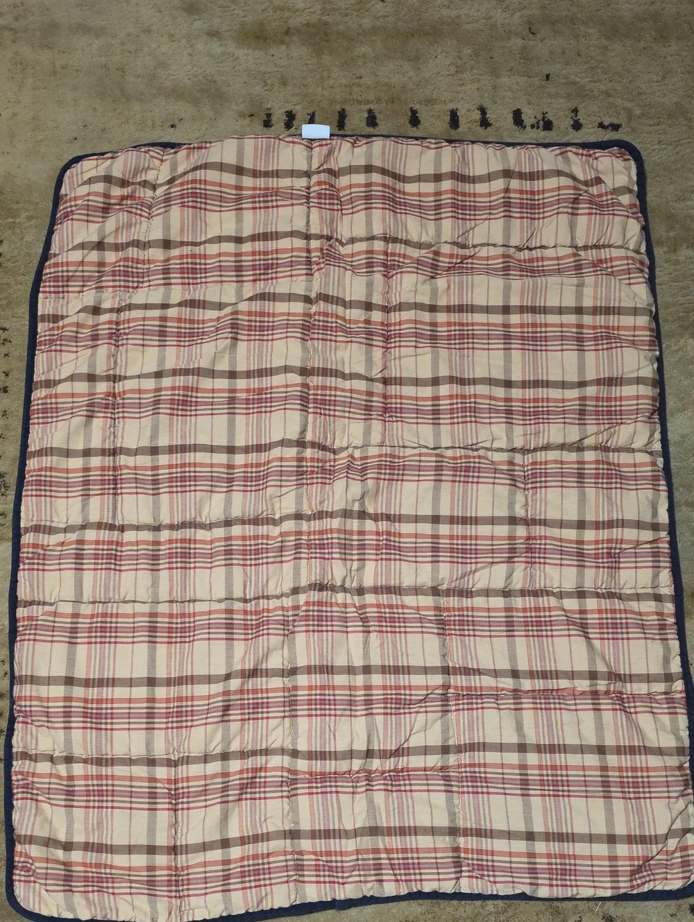 Kids Sports Patchwork Play Quilt - Navy, Red, Orange, Green, Cream.
